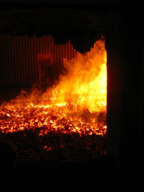 Kazan ızgara içinde ateş