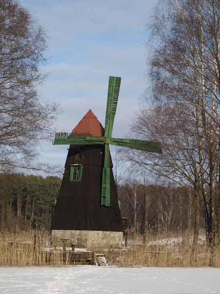 stock image Old windmill on the island during the winter