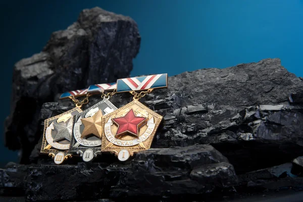 Медаль Мінеральна Слава Вручена Високі Показники Роботі — стокове фото