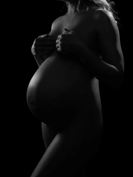 Обнаженная Студия Фотографии Беременной Женщины — стоковое фото