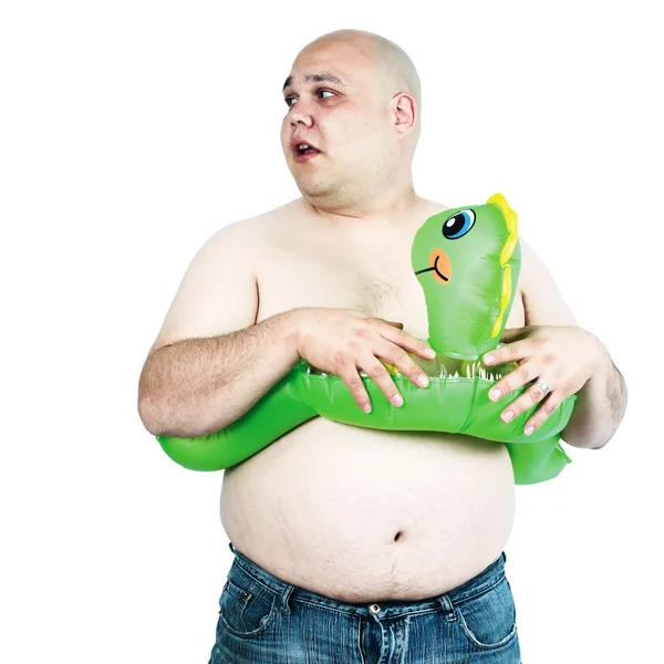 Hombre gordo buscando la piscina —  Fotos de Stock
