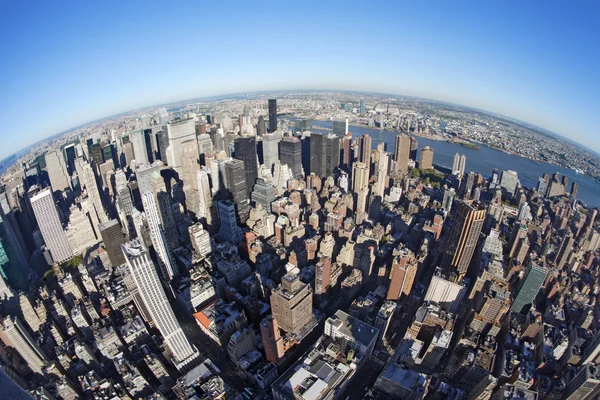 纽约城市景观与鱼眼镜头 — 图库照片