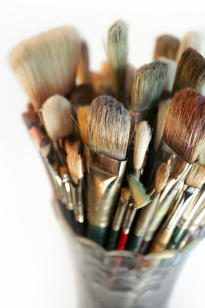 Vase of used brushes