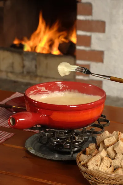 Cena de fondue suiza — Foto de Stock