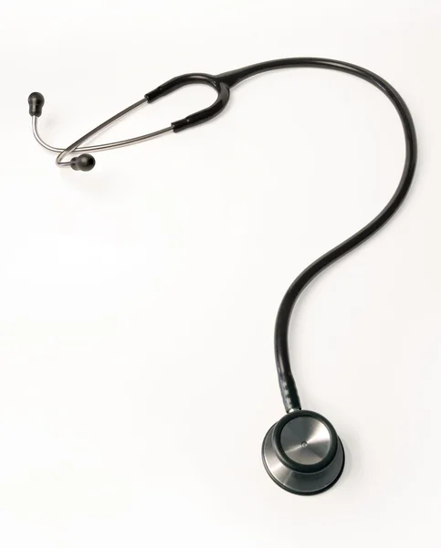 Yalıtılmış Bir Stetoskop Bir Soru Işareti Şeklinde Kırpma Yolunu Dahil — Stok fotoğraf