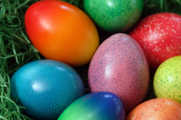 Painted Easter Eggs Basket — Stock Photo, Image