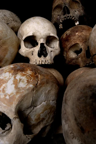 Una Pila Cráneos Los Campos Exterminio Phnom Penh Camboya — Foto de Stock