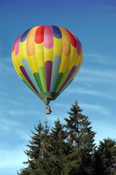 Sıcak hava balonu ağaçların yukarıda — Stok fotoğraf
