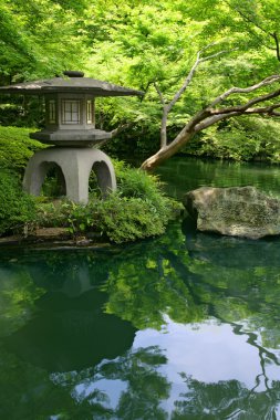 Japanese garden and pond clipart