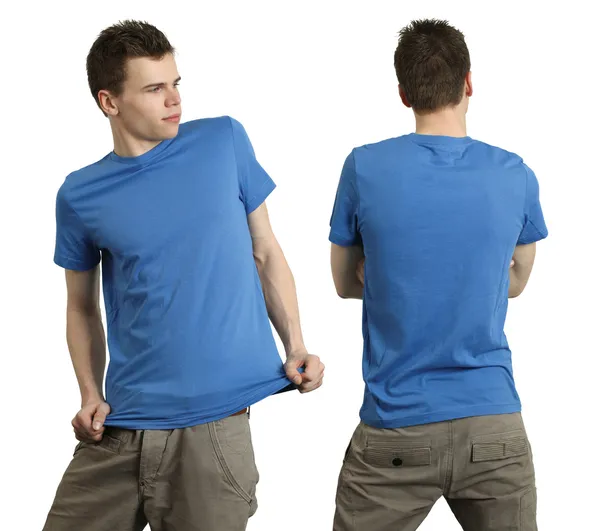 Mannelijke dragen leeg blauw shirt — Stockfoto