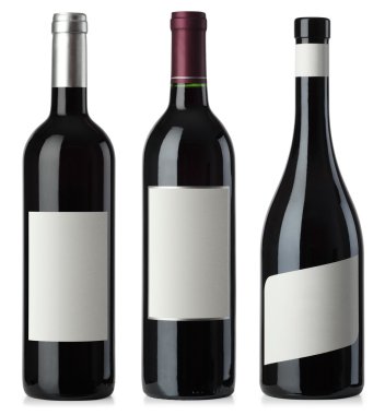 kırmızı şarap boş şişeler etiketleri