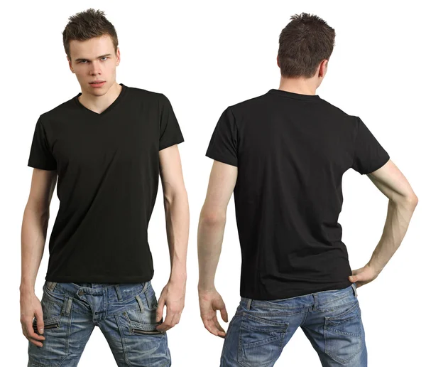 Adolescente com camisa preta em branco — Fotografia de Stock