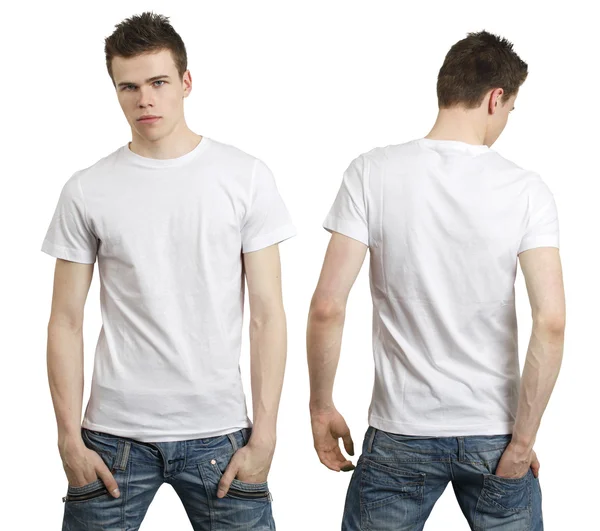 Teenager with blank white shirt — Stock Photo, Image