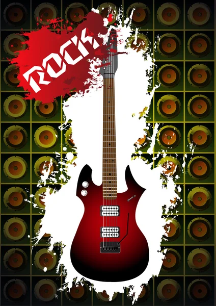 Music background with rock guitar — Stock Vector