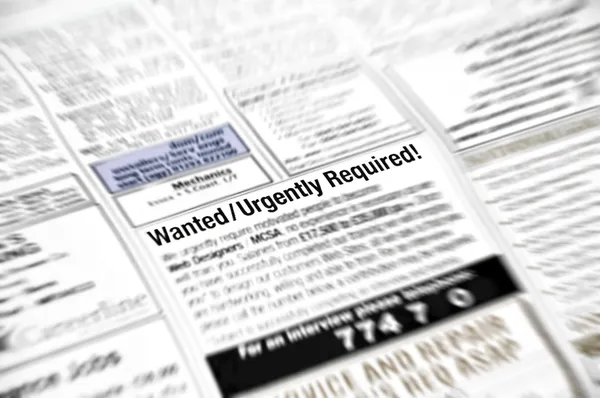 Wanted/urgently required job offer — Stock Photo, Image