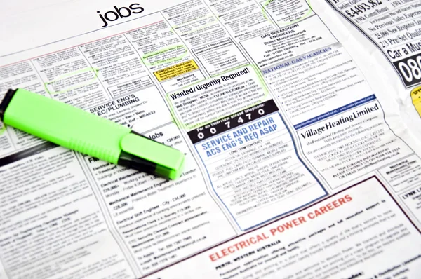 Jobs newspaper page — Stock Photo, Image