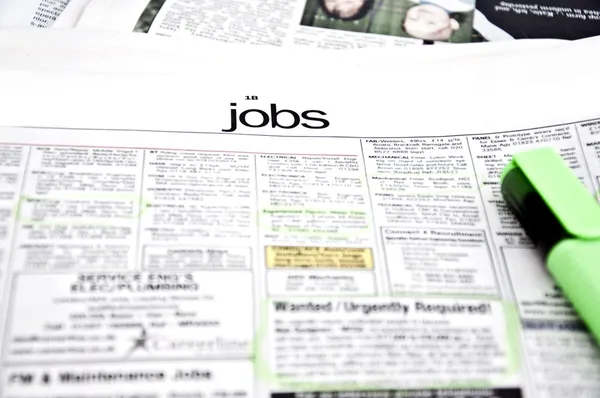 Jobs newspaper page — Stock Photo, Image
