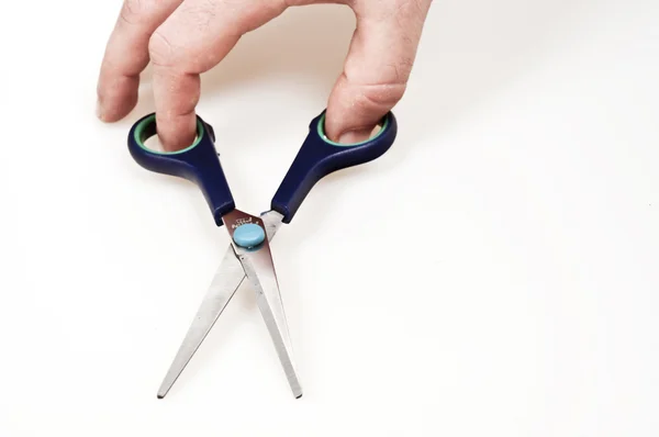 Man Holding Scissors Hand — Stock Photo, Image