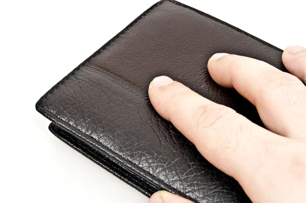 Мужская Рука Кожаном Бумажнике — стоковое фото