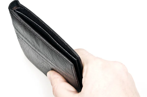 Manlig Hand Läder Plånbok — Stockfoto