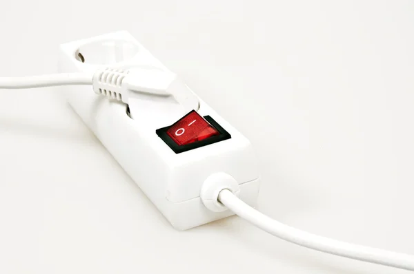 Saída Energia Isolada Com Botão Vermelho — Fotografia de Stock