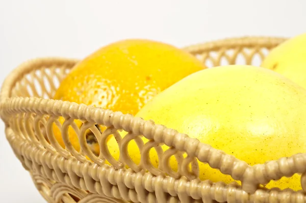 Isolated Basket Pears Oranges Fruits — Stock Photo, Image