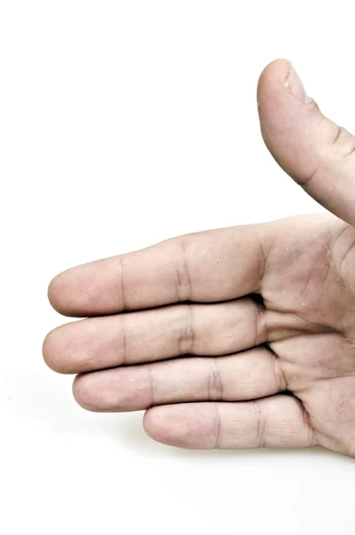 Mão Masculina Isolada Sobre Fundo Branco — Fotografia de Stock