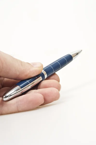 Синя ручка крупним планом — стокове фото
