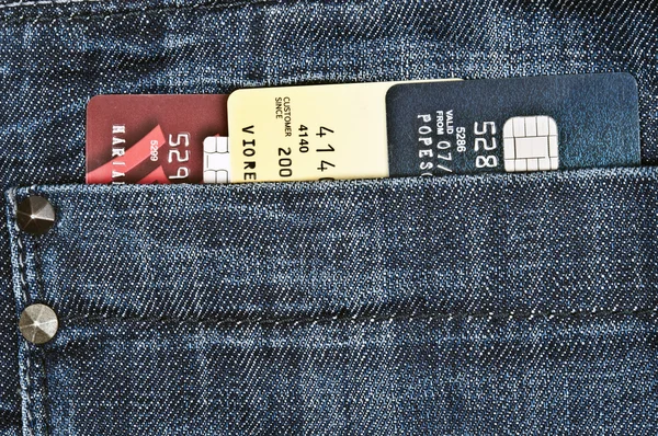 Credit Cards Jeans Back Pocket — Stock Photo, Image