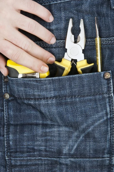 Jeans Tasca Posteriore Con Utensili Mano — Foto Stock