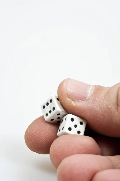 stock image Isolated closeup of two dice ready to throw