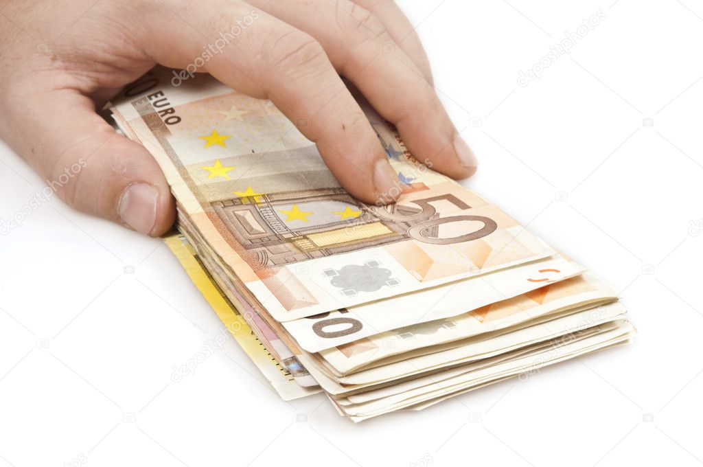 Close up to euro banknotes