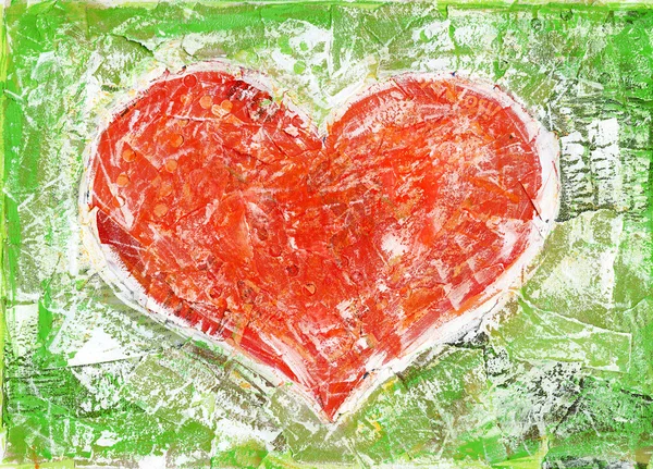 Heart Shape Painted Collage Background Made Myself — Stock Photo, Image