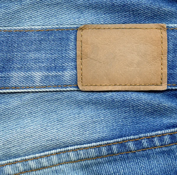 空白皮革牛仔裤标签 — 图库照片