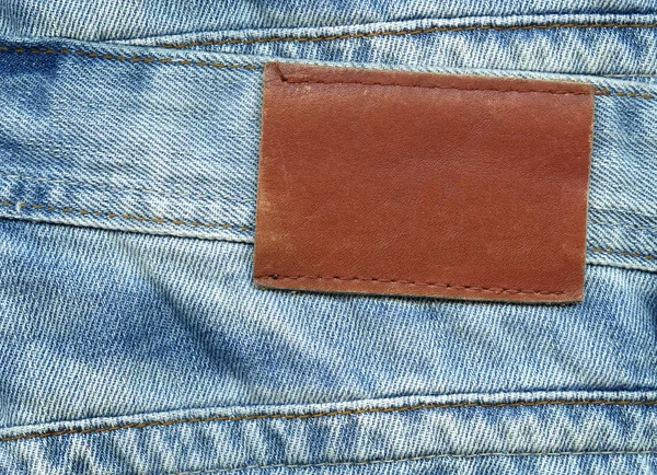 Etiqueta Jeans Couro Branco — Fotografia de Stock