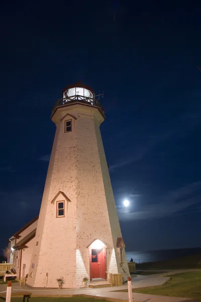 Lighthouse Night Moon Background — Stock Photo, Image