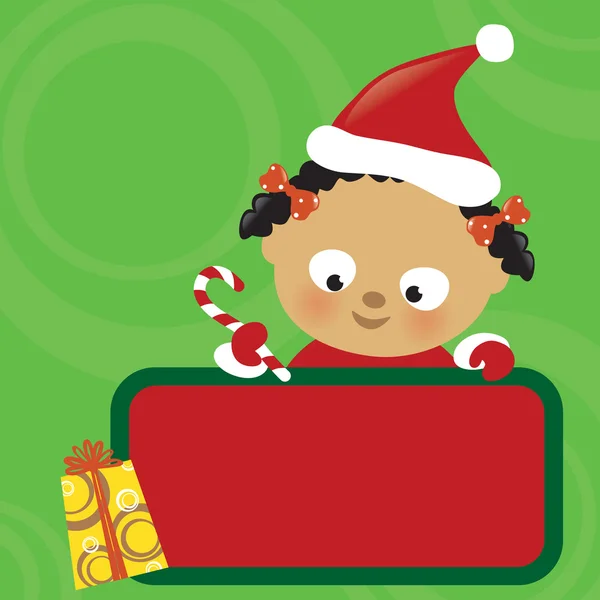 Christmas baby meisje bedrijf teken — Stockvector