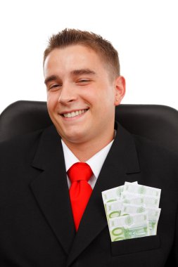 Happy man with money clipart