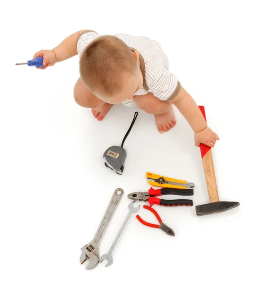 Niño pequeño con herramientas —  Fotos de Stock