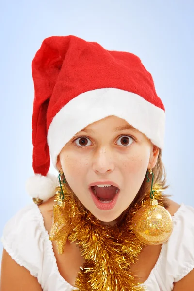 Christmas wondering girl — Stock Photo, Image