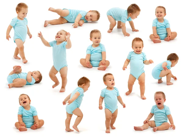 Collection of a baby boy's behavior Stock Picture