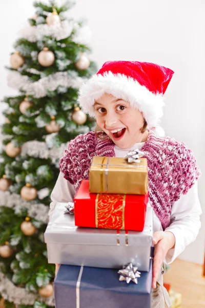 Girl with Christmas presents — Stock Photo, Image