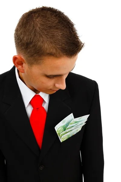 Mężczyzna patrząc na banknoty — Zdjęcie stockowe