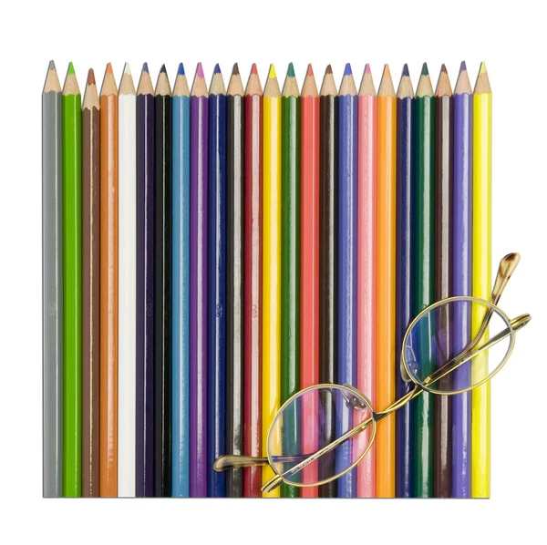 Lápices de colores con gafas — Foto de Stock