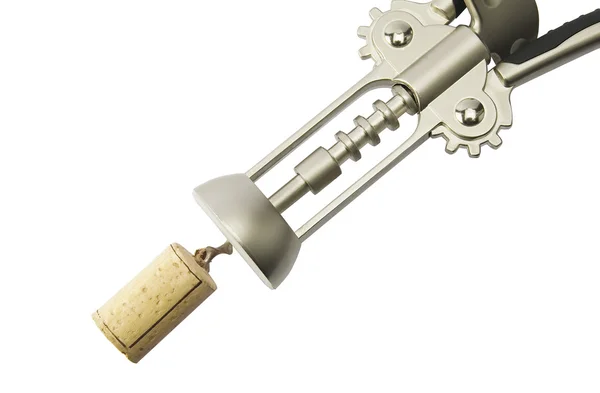 Corkscrew with a cork — Stock Photo, Image