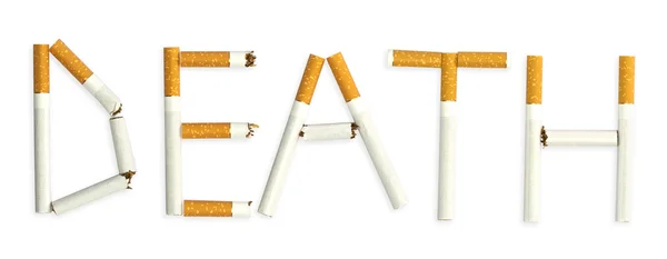Sebuah kata "kematian", terbuat dari rokok — Stok Foto