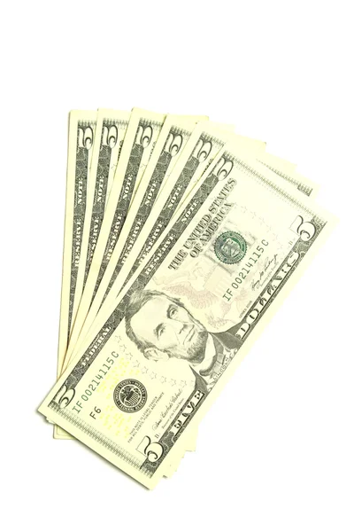 Five dollar bills — Stock Photo, Image