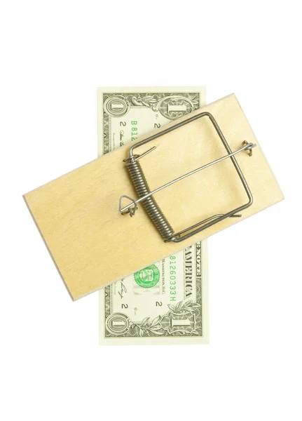 Mousetrap and dollar bill — Stock Photo, Image