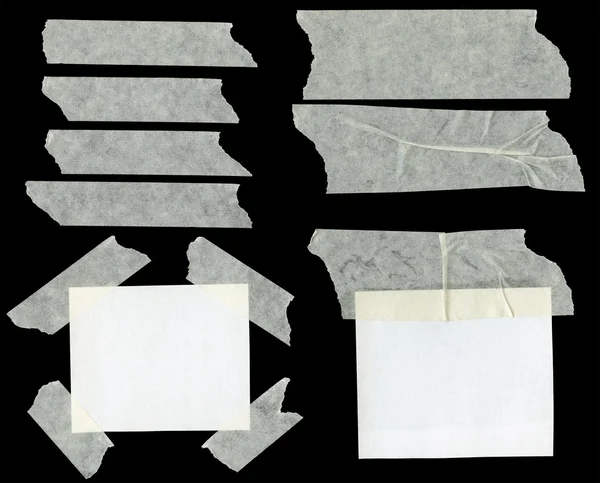 Siyah Arka Plan Üzerine Yapışkan Kağıt Parçaları — Stok fotoğraf