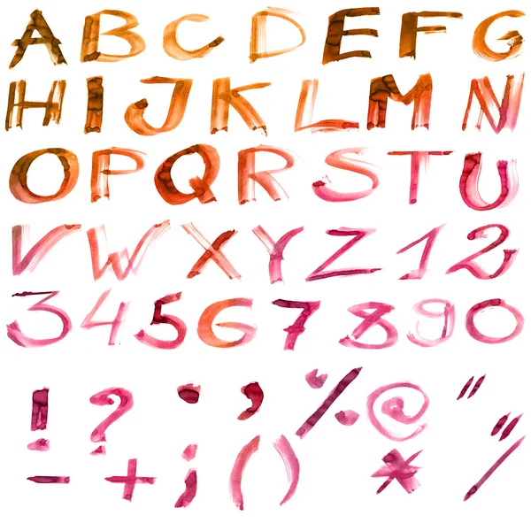 Grunge Handwritten Color Alphabet Isolated White Background — Stock Photo, Image